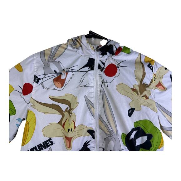 Members Only LOONEY TUNES Jacket Kids Size 18 White Mesh Lining Windbreaker Coat - Picture 2 of 16
